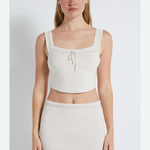 La Hearts Tops - LA Heart Cream Cropped Top